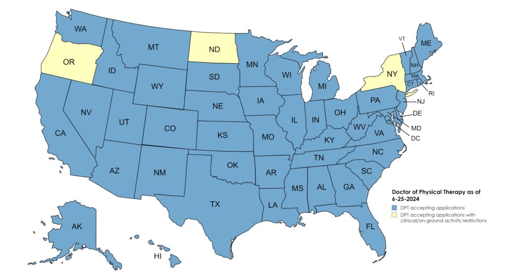 DPT State Approvals - USAHS-DPT-website-map-6-25-2024