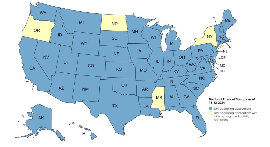 DPT State Approvals - USAHS-DPT-website-map-6-25-2024